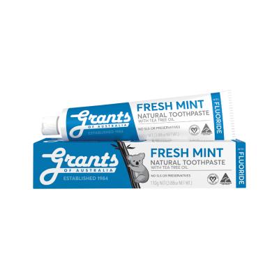 Grants Of Australia Natural Toothpaste Fresh Mint with Tea Tree Oil & with Fluoride 110g